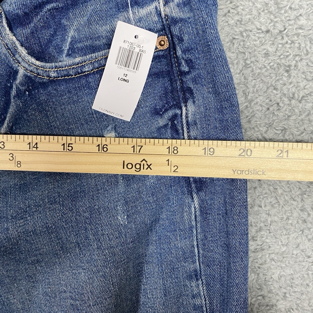 Old Navy Maternity Straight Full Panel Jeans Distressed Pants Size 12 Grunge NWT - Picture 6 of 12